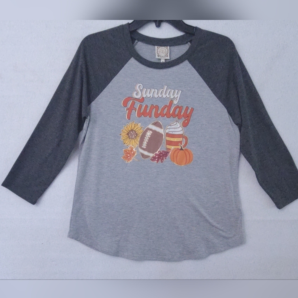 truself top sunday‎ funday Long Sleeve Halloween Woman's Top Size M